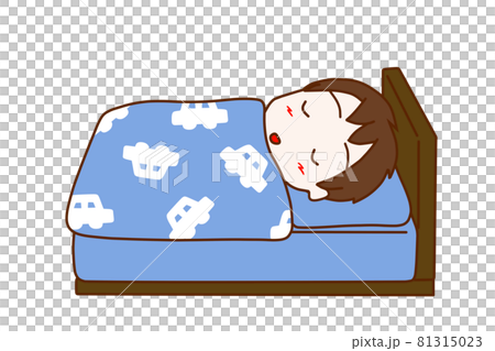 ベッドでぐっすりスヤスヤと眠る少年 81315023