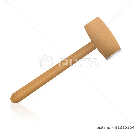 Meat tenderizer, wooden meat mallet or pounder, kitchen tool to tenderize steaks and schnitzel - isolated vector illustration on white background. 81315254