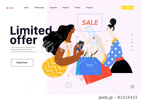 Discounts, sale, promotion, web template. Flat vector 81315415