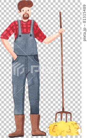 Farmer with animal concept watercolor 81315489
