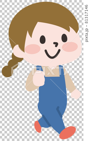 二頭身 歩く子どものイラスト素材