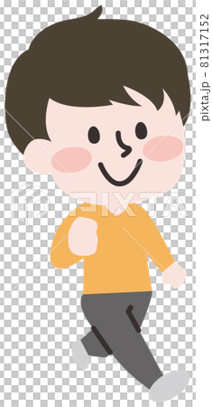 二頭身_歩く男性 81317152