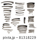 Set of high-resolution raster shapes. Hand-drawn black white watercolour curves, lines, strokes.  81318229