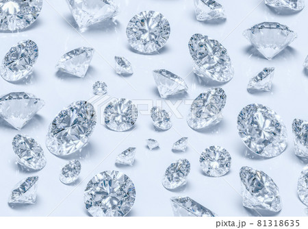 Beautiful Shiny Diamond in Brilliant Cut on White Background,- Crystal Background 81318635