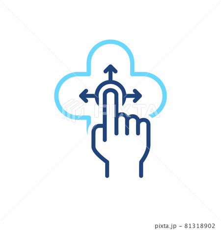 Hand gesture with different swipe sides icon. Simple social media design concept. 81318902