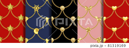 Seamless patterns set with gold chains 81319169