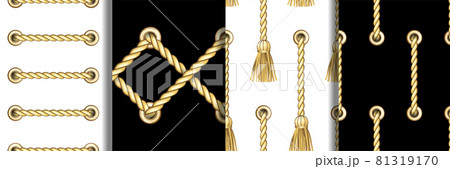Ropes with Metal Eyelets Seamless Patterns Set. 81319170