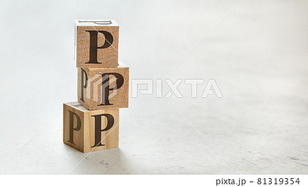 Pile with three wooden cubes - letters PPP meaning Praise Picture Push on them, space for more text / images at right side. Pile with three wooden cubes - letters PPP meaning Praise Picture Push on them, space for more text / images at right side. 81319354