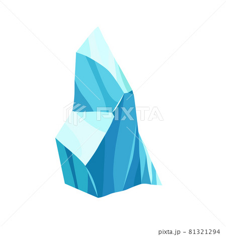 Cartoon ice crystals. Cold frozen blocks or ice mountain, winter decoration for game design. Iceberg broken pieces of ice. Snowy elements on white background 81321294