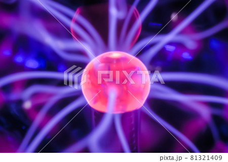 Plasma ball with many energy rays inside - close up Plasma ball with many energy rays inside - close up 81321409