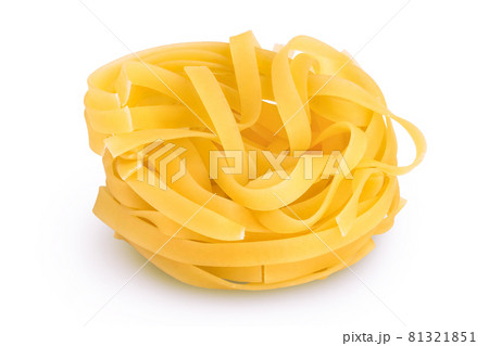 Raw tagliatelle pasta isolated on white background with clipping path and full depth of field 81321851
