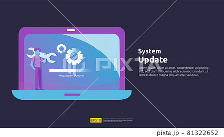 Data synchronize process and installation program. Update progress concept of operation system. illustration web landing page template, banner, presentation, UI, poster, ad, promotion or print media 81322652