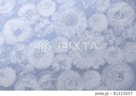 3d 青い花のレリーフのイラスト素材
