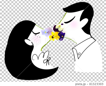 キスをする男女のイラスト 81323303