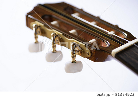 クラシックギターのペグのアップ【白背景】 クラシックギターのペグのアップ【白背景】 81324922