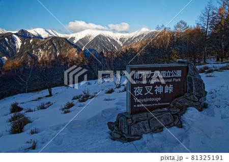 夜叉神峠から見る雪雲舞う白峰三山 夜叉神峠から見る雪雲舞う白峰三山 81325191