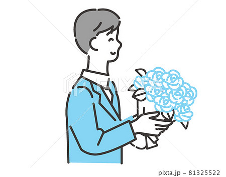 花束を渡すスーツ姿の男性1 イメージイラストのイラスト素材