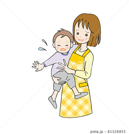 女性 保母さんに抱かれて泣いている男の子 女性 保母さんに抱かれて泣いている男の子 81326855