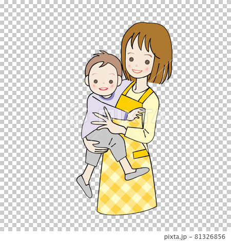 男孩被女保育員抱著時大笑 81326856