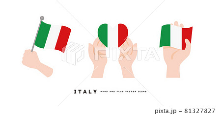 [イタリア]手と国旗のアイコン ベクターイラスト