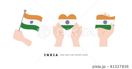 [インド]手と国旗のアイコン ベクターイラスト 81327836