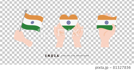 [インド]手と国旗のアイコン ベクターイラスト 81327836