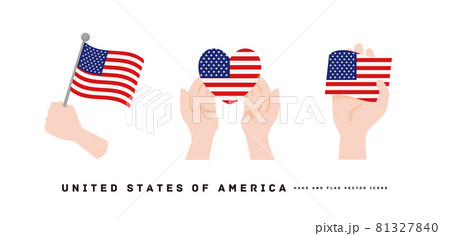 [アメリカ]手と国旗のアイコン ベクターイラスト USA 81327840
