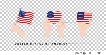 [USA] Hand and national flag icon vector illustration USA 81327840