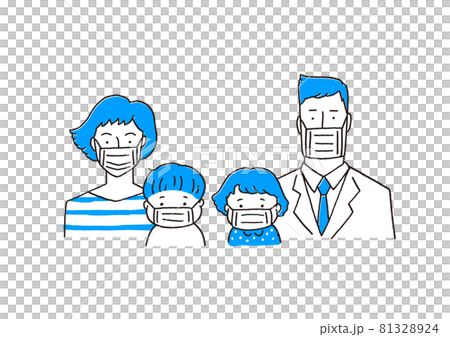 マスクをする家族 81328924