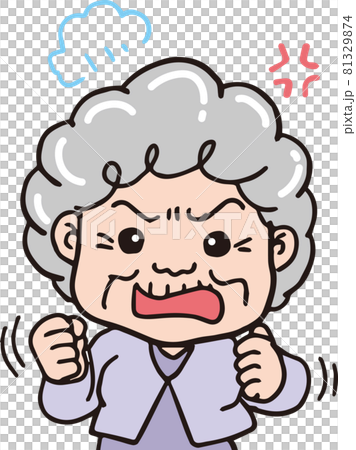 怒っている高齢女性_80代_カラー_上半身 81329874