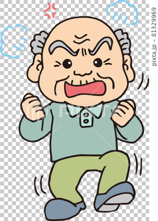 怒っている高齢男性_80代_カラー_全身 81329969