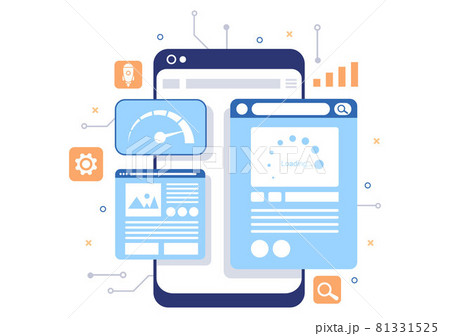 Website Loading Speed Optimization With Server, Web Programming, Mobile App Development, and Page Software. Background Vector Illustration 81331525