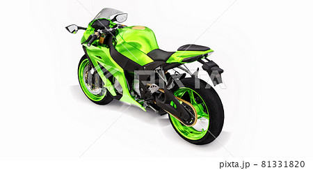 3d green super sports motorbike on white isolated background. 3d illustration. 3d green super sports motorbike on white isolated background. 3d illustration. 81331820