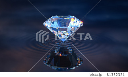Luxury Shinning Diamond Balanced on Rippled Water Surface with Reflected Sky Background, Diamond Wallpaper, Luxury Shinning Diamond Balanced on Rippled Water Surface with Reflected Sky Background, Diamond Wallpaper, 81332321