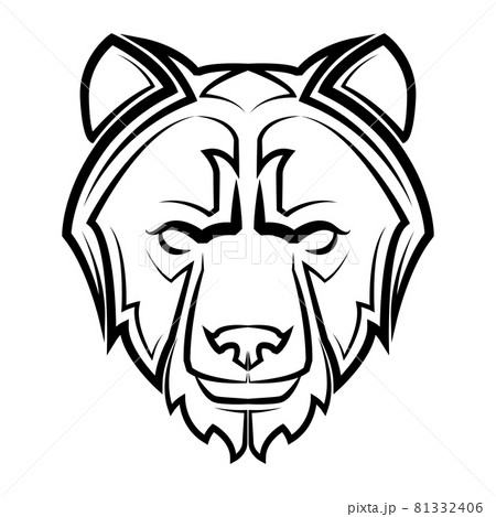 Black and white line art of bear head Good use for symbol mascot icon avatar tattoo T Shirt design logo 81332406