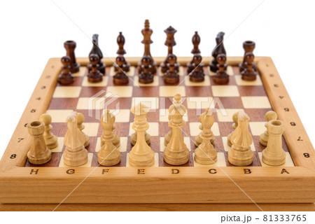 Classic Wooden chess pieces on chessboard 81333765