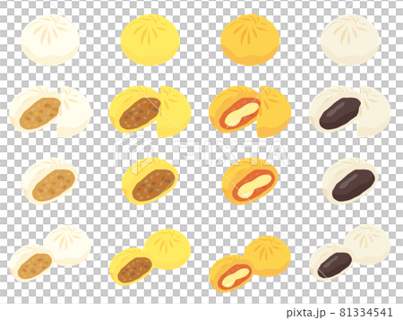 Meat bun, curry bun, pizza bun, steamed bun set 81334541