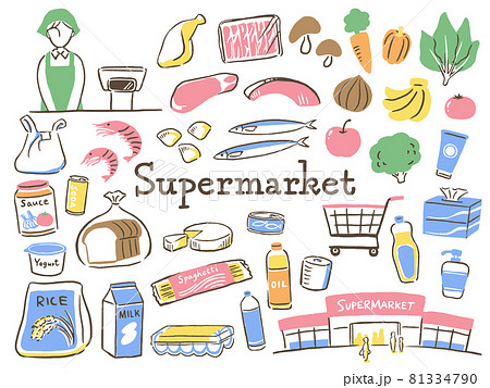 illustration of food in supermarket 81334790