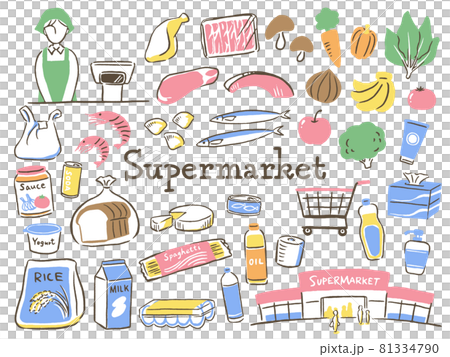 illustration of food in supermarket 81334790