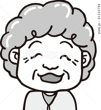 笑う高齢女性_80代_モノクロ_上半身 81334799