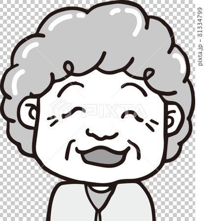笑う高齢女性_80代_モノクロ_上半身 81334799