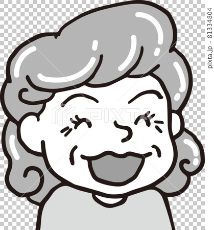 Laughing elderly woman _ 70s _ monochrome _ upper body 81334804