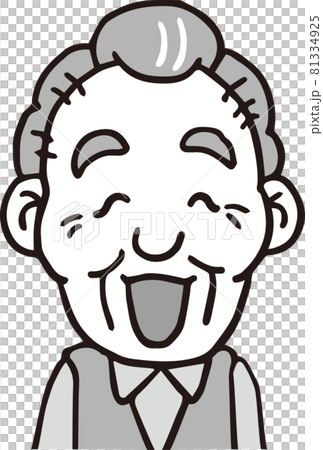 Laughing elderly man _ 70s _ monochrome _ upper body 81334925