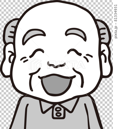 Laughing elderly man_80s_monochrome_upper body 81334931