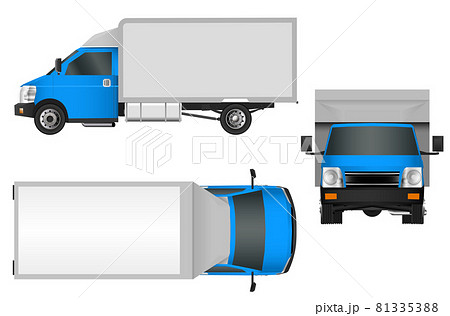 Blue truck template. City commercial vehicle delivery. Blue truck template. City commercial vehicle delivery. 81335388