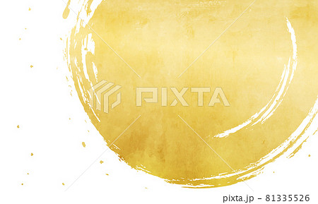 金箔と筆で書いた金色の円の和風なベクターイラスト背景 年賀状 アート 抽象 アブストラクト 壁紙 のイラスト素材