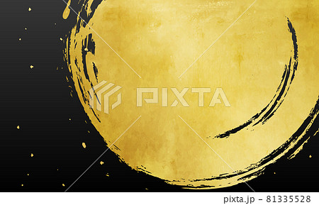 金箔と筆で書いた金色の円の和風なベクターイラスト背景 年賀状 アート 抽象 アブストラクト 壁紙 のイラスト素材