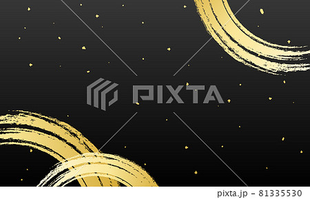 金箔と筆で書いた金色の円の和風なベクターイラスト背景(年賀状,アート,抽象,アブストラクト,壁紙) 81335530
