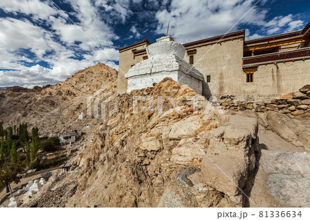 Shey palace and whitewashed chorten. Ladakh, India Shey palace and whitewashed chorten. Ladakh, India 81336634