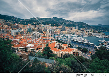 View of Monaco with Formula one race track 81336965
